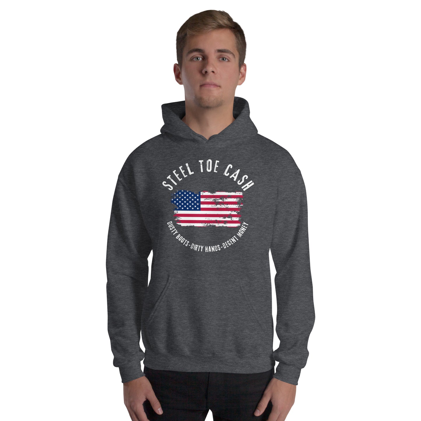 Steel Toe Cash Blue Collar Dollar Workers, USA Flag, Support the Blue Collar Worker, Unisex Hoodie