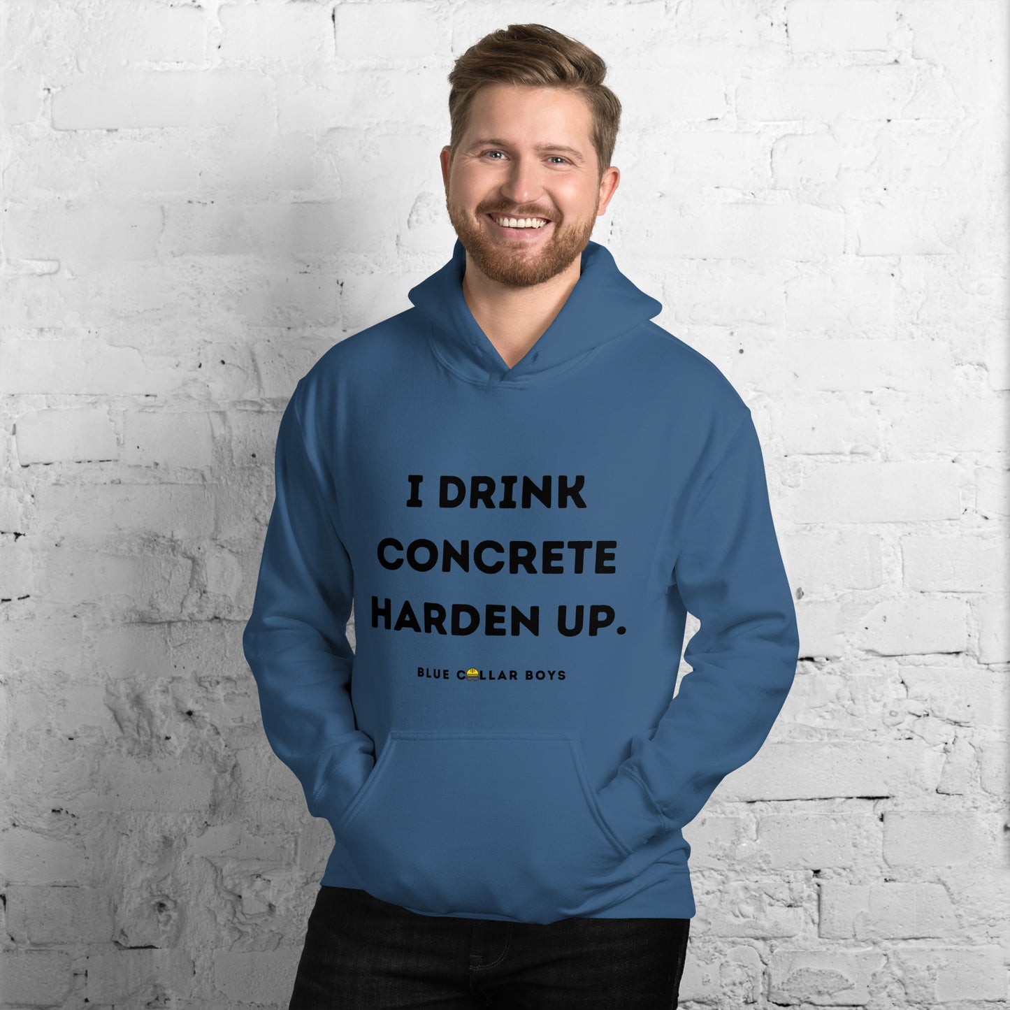 Funny I Drink Concrete Harden Up Blue Collar Worker Unisex Hoodie