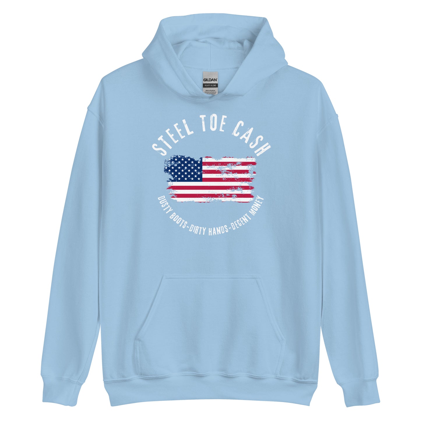 Steel Toe Cash Blue Collar Dollar Workers, USA Flag, Support the Blue Collar Worker, Unisex Hoodie