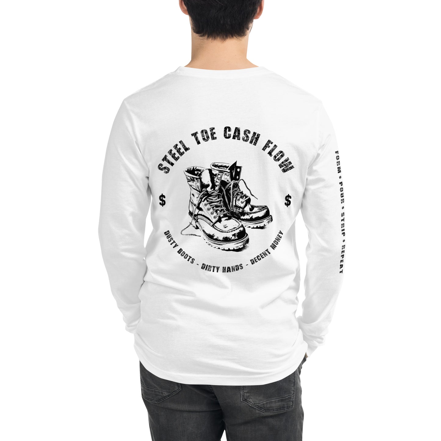 Steel Toe Cash Flow, Concrete Worker, Proud Blue Collar Construction Unisex Long Sleeve Tee