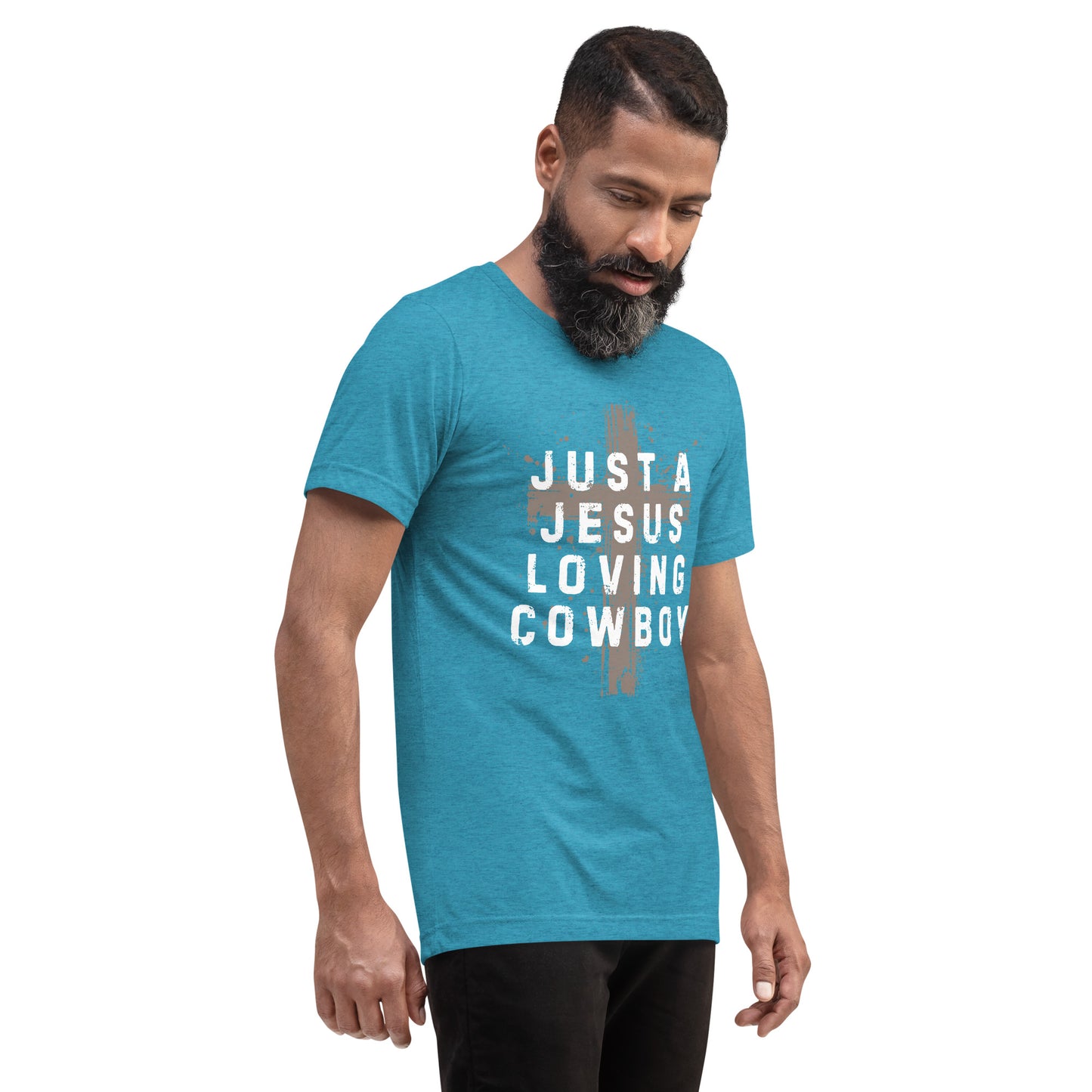 Just a Jesus Loving Cowboy Cross Design, Short sleeve t-shirt