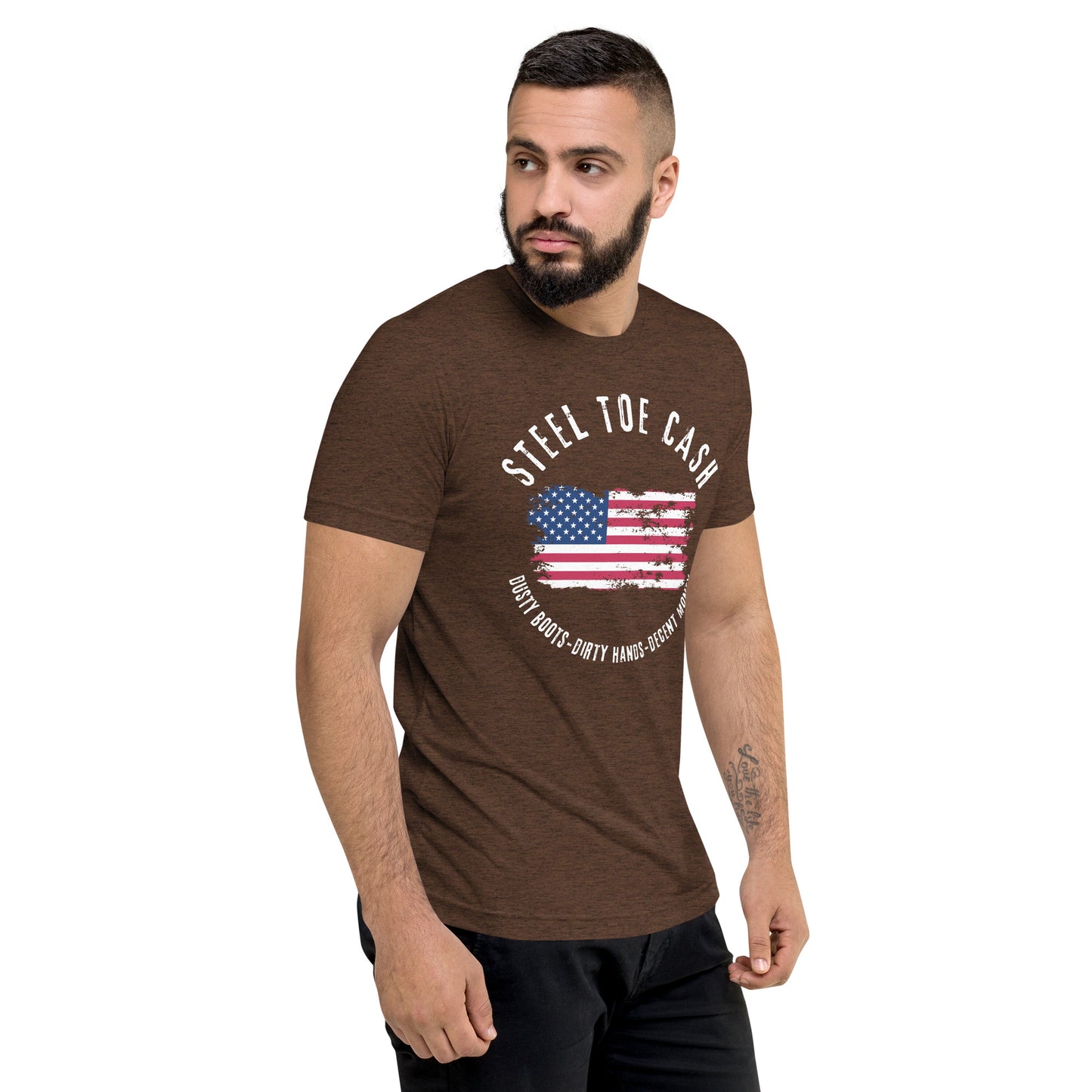 Steel Toe Cash Blue Collar Dollar Workers, USA Flag, Support the Blue Collar Worker, Short sleeve t-shirt