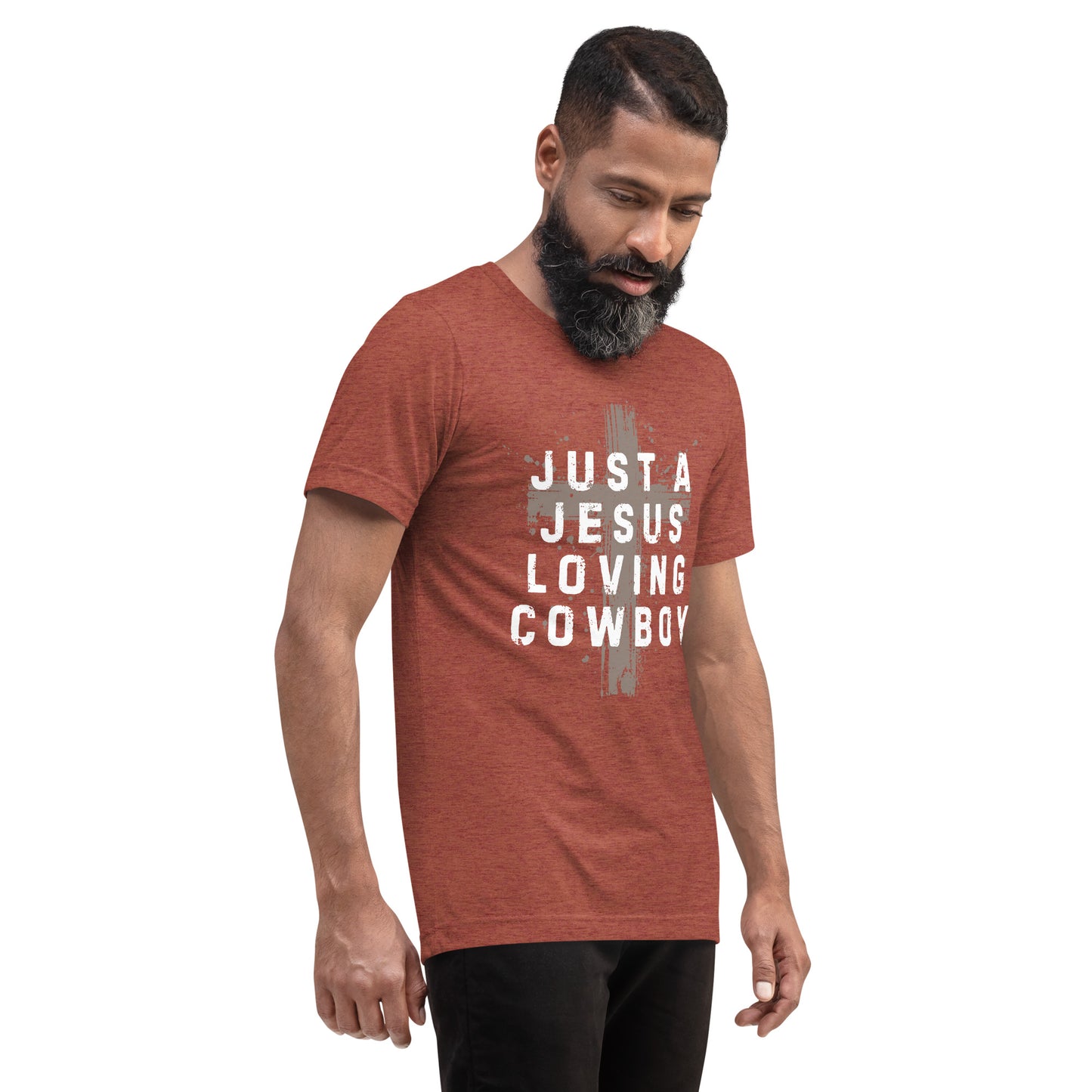 Just a Jesus Loving Cowboy Cross Design, Short sleeve t-shirt
