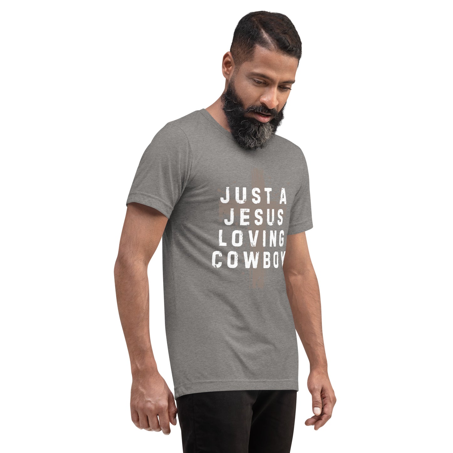 Just a Jesus Loving Cowboy Cross Design, Short sleeve t-shirt