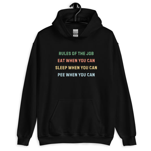 Healthcare Nurses Pink Collar Workers, Ward Clerks, PAs, ED, ER, Doctors, Nursing Students, Funny Rules of the Job Unisex Hoodie