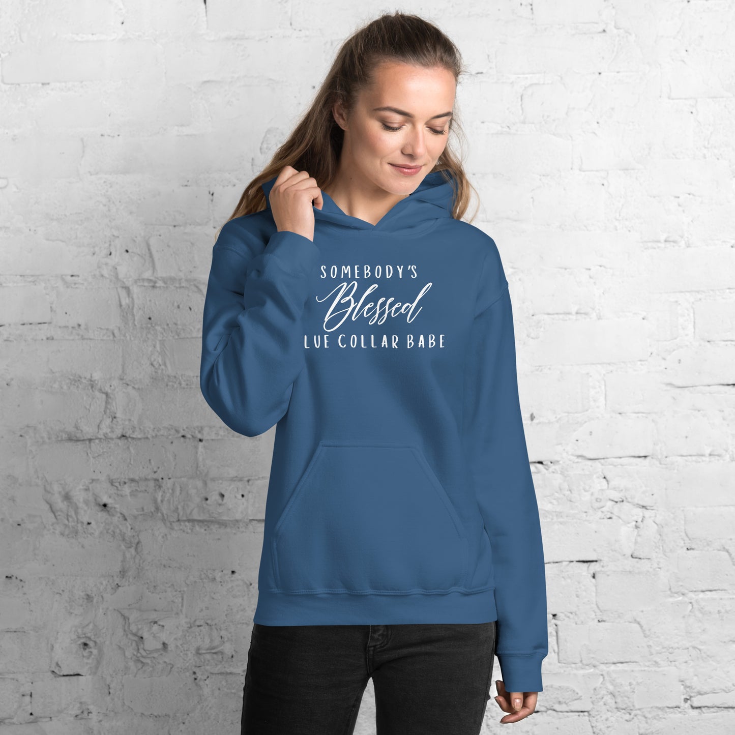 Blue Collar Babe, Funny Blessed Blue Collar Wife, Unisex Hoodie