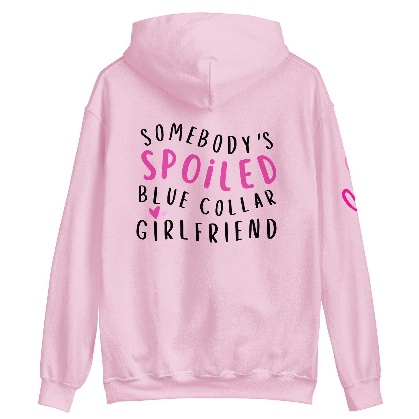 Spoiled Blue Collar Girlfriend, Cute Hearts on Sleeve, Blue Collar Wife, Unisex Hoodie