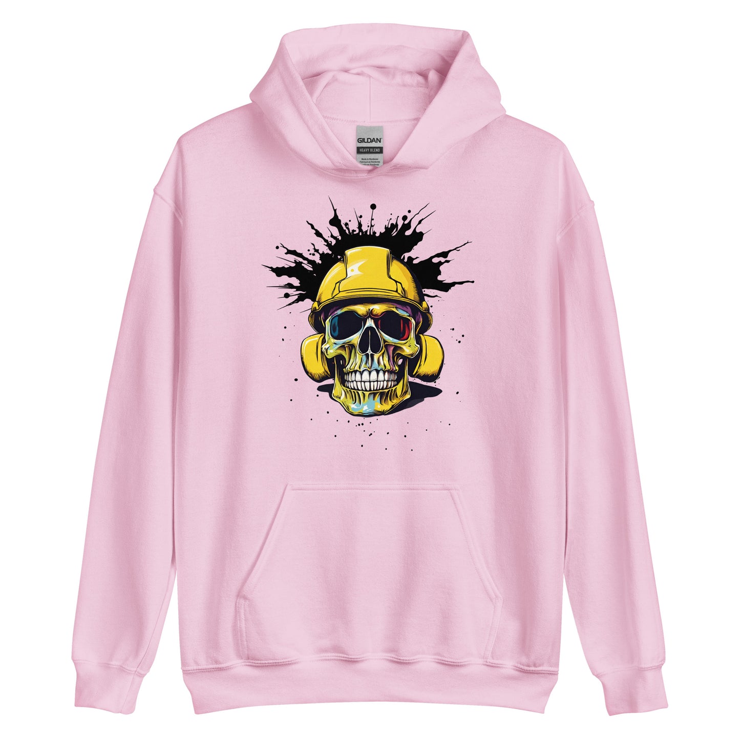 Blue Collar Construction Worker Skull in Hard Hat, Unisex Hoodie