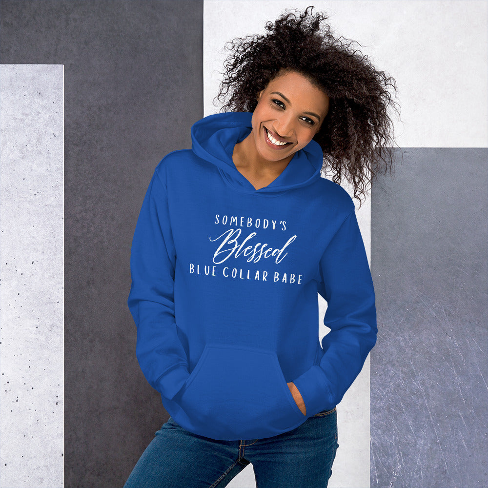 Blue Collar Babe, Funny Blessed Blue Collar Wife, Unisex Hoodie