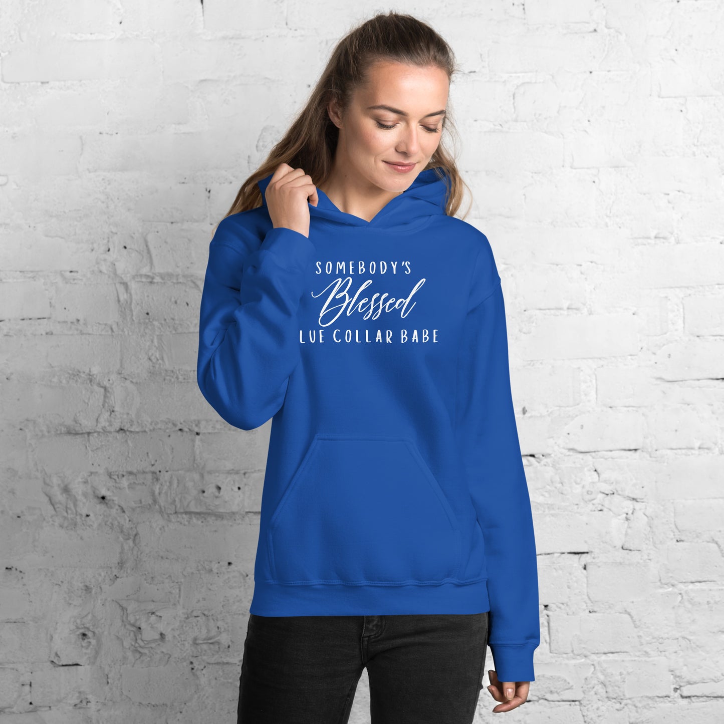 Blue Collar Babe, Funny Blessed Blue Collar Wife, Unisex Hoodie