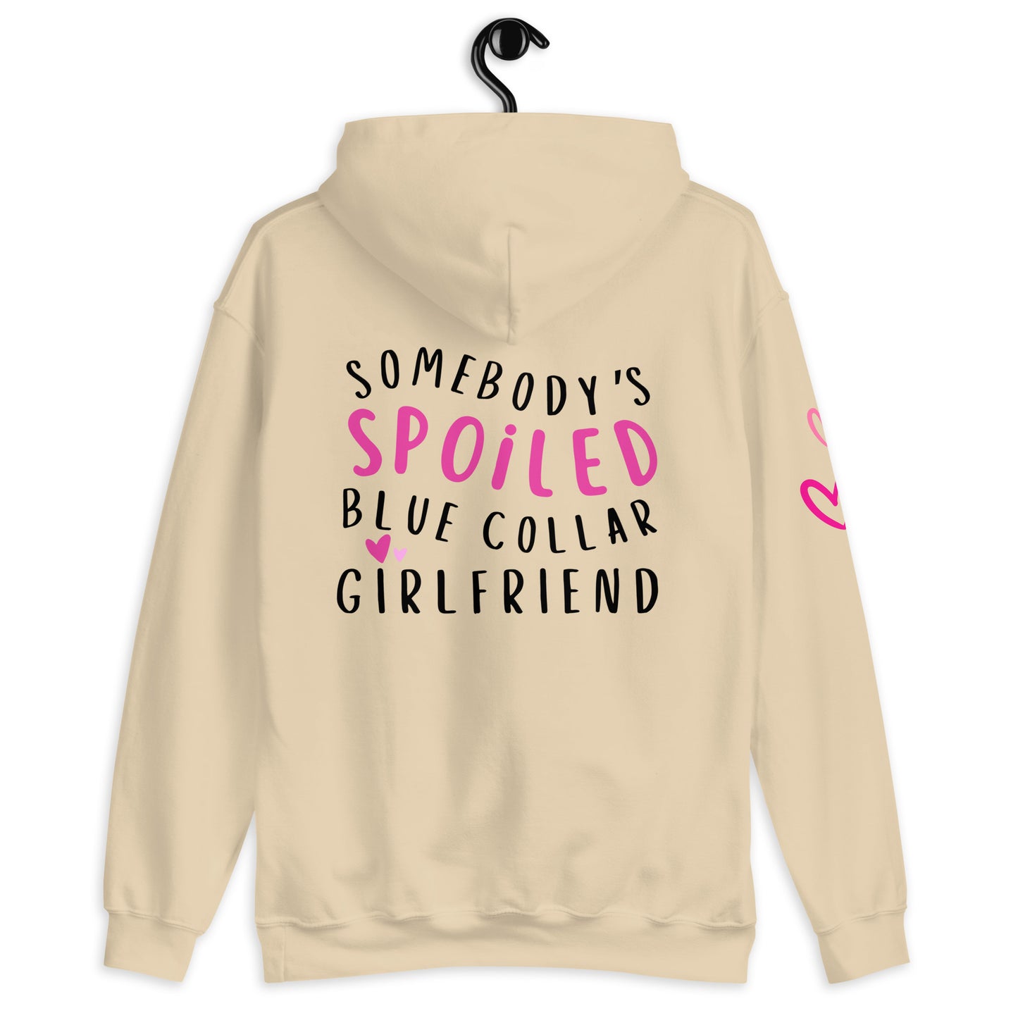 Spoiled Blue Collar Girlfriend, Cute Hearts on Sleeve, Blue Collar Wife, Unisex Hoodie