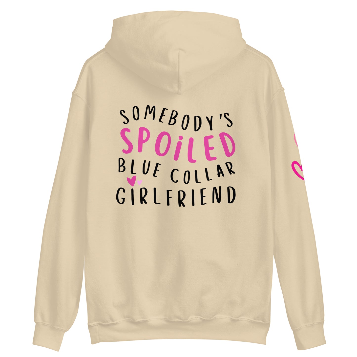 Spoiled Blue Collar Girlfriend, Cute Hearts on Sleeve, Blue Collar Wife, Unisex Hoodie