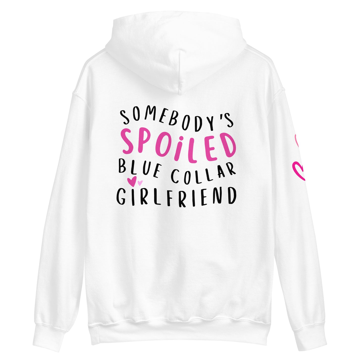 Spoiled Blue Collar Girlfriend, Cute Hearts on Sleeve, Blue Collar Wife, Unisex Hoodie