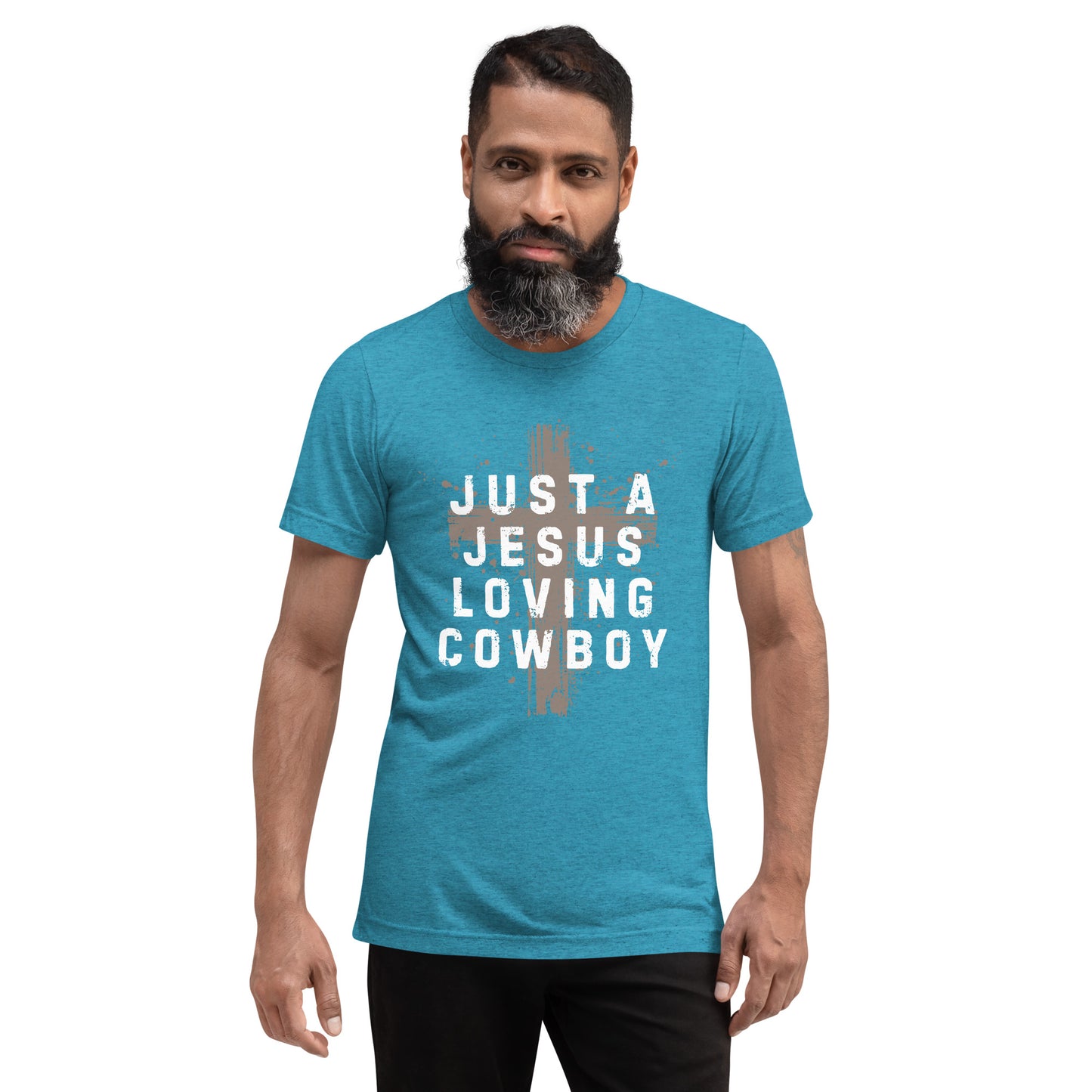 Just a Jesus Loving Cowboy Cross Design, Short sleeve t-shirt