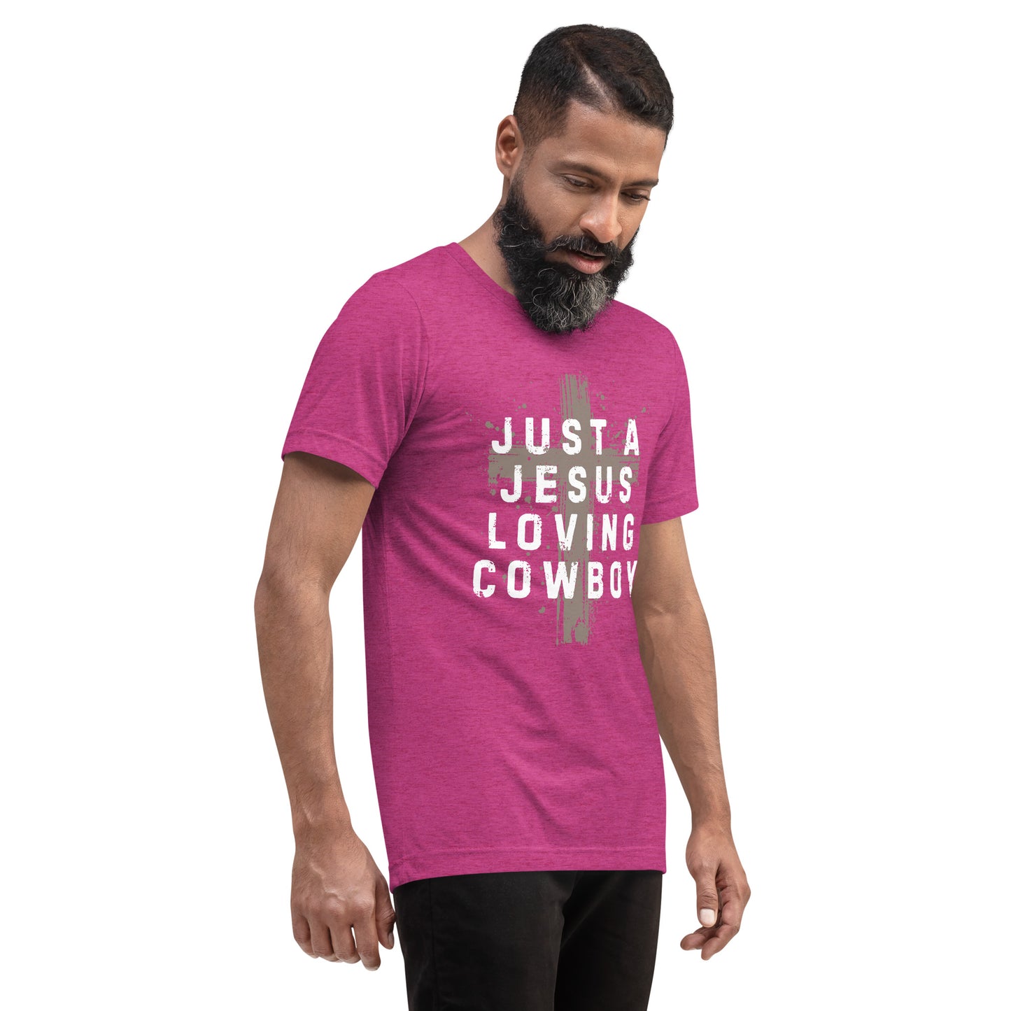 Just a Jesus Loving Cowboy Cross Design, Short sleeve t-shirt