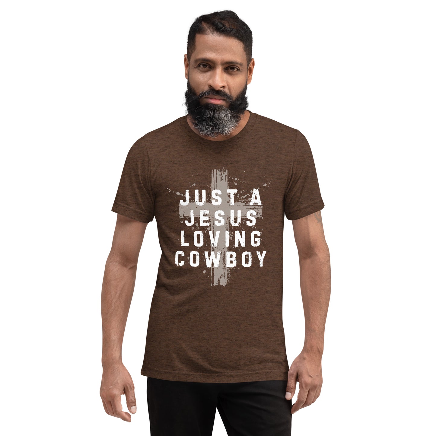 Just a Jesus Loving Cowboy Cross Design, Short sleeve t-shirt