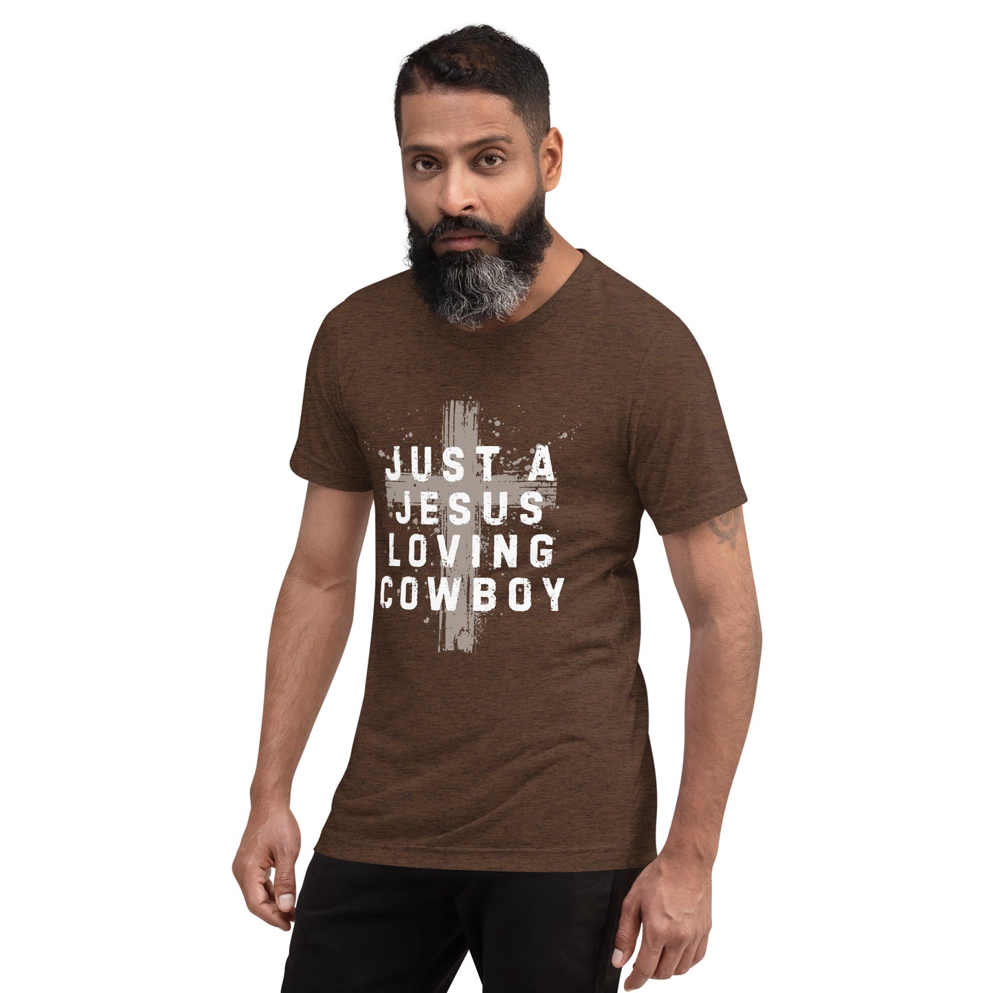 Just a Jesus Loving Cowboy Cross Design, Short sleeve t-shirt