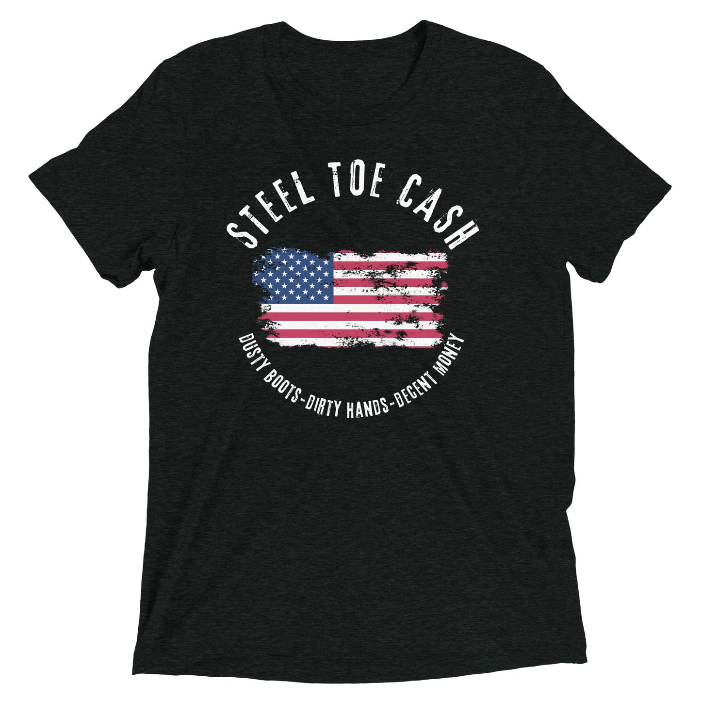 Steel Toe Cash Blue Collar Dollar Workers, USA Flag, Support the Blue Collar Worker, Short sleeve t-shirt