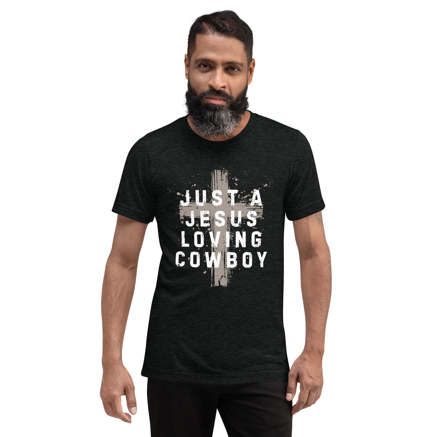 Just a Jesus Loving Cowboy Cross Design, Short sleeve t-shirt