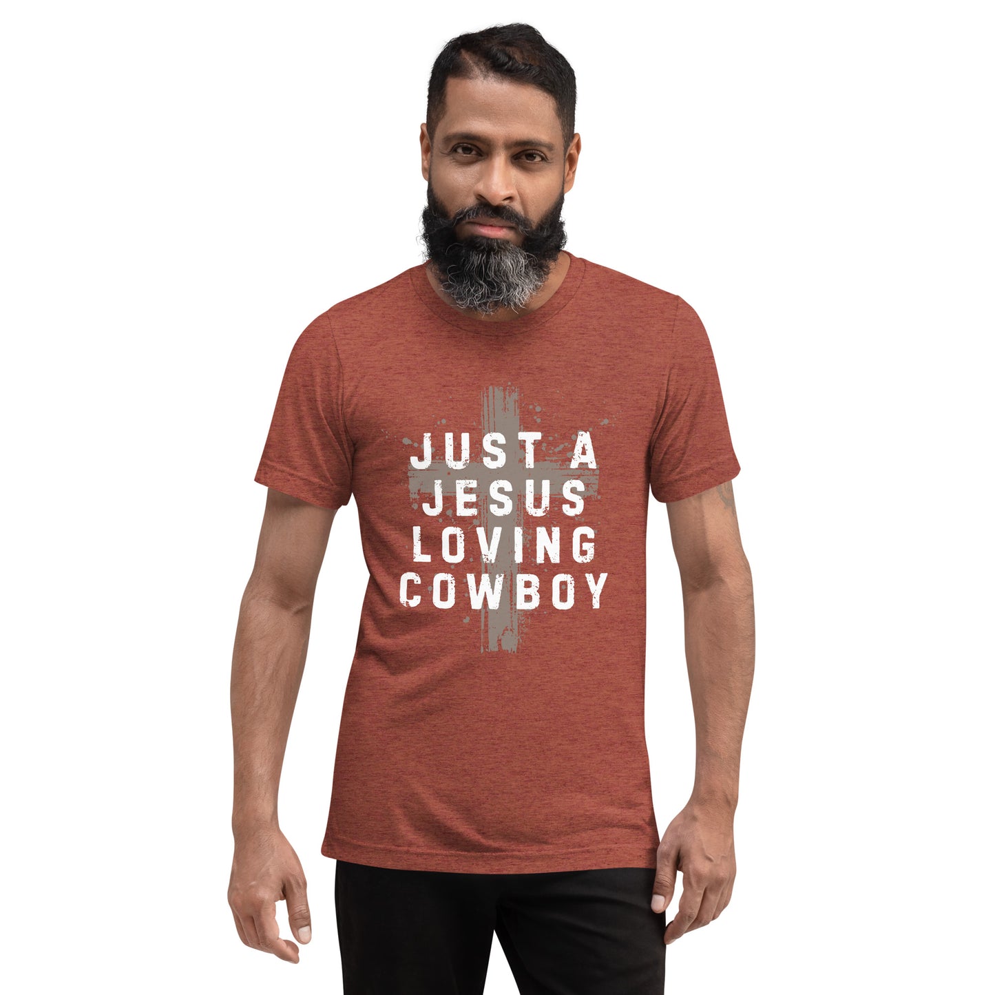 Just a Jesus Loving Cowboy Cross Design, Short sleeve t-shirt