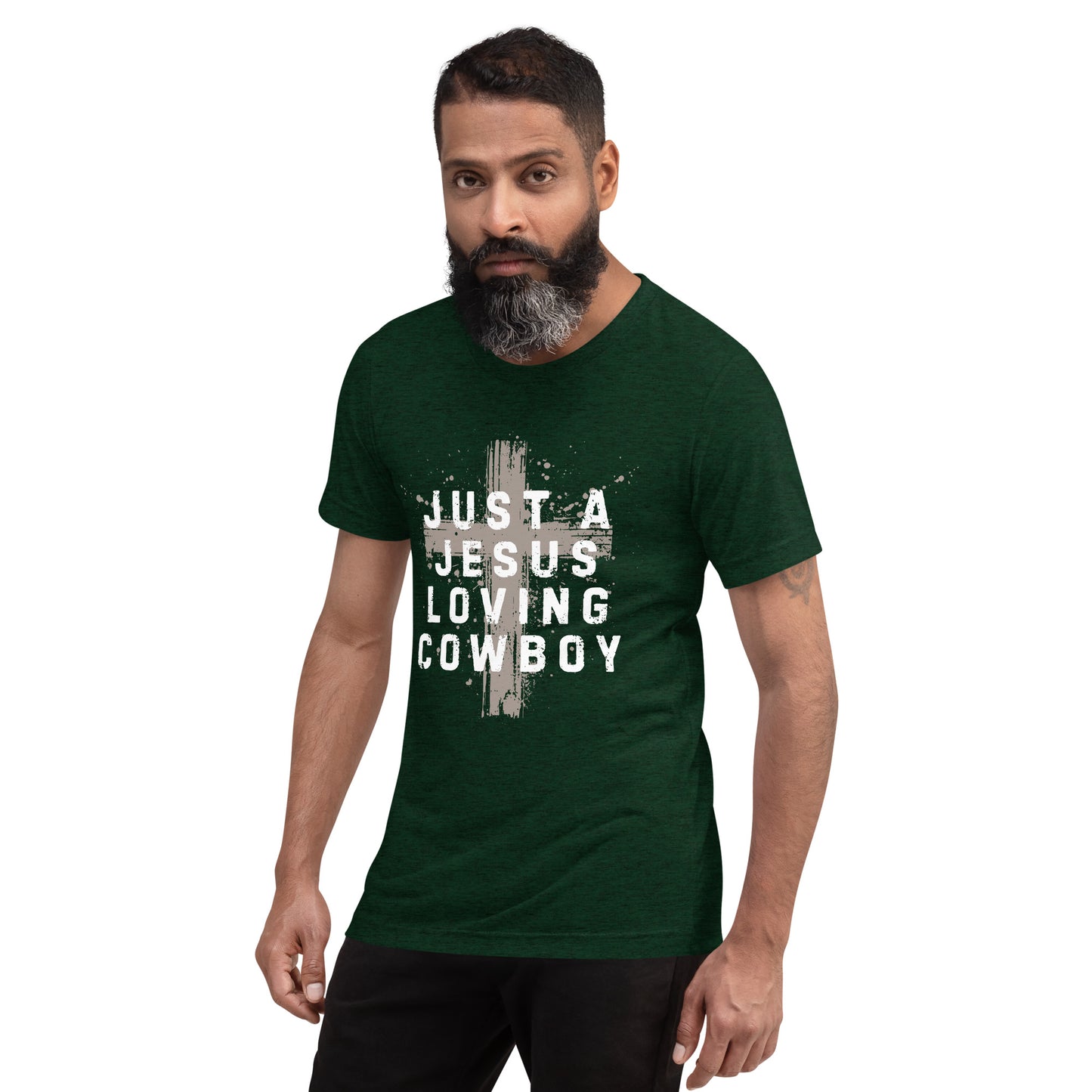 Just a Jesus Loving Cowboy Cross Design, Short sleeve t-shirt