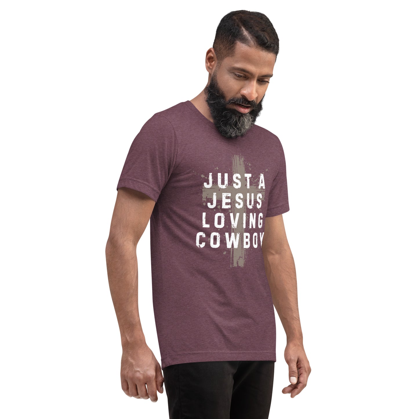 Just a Jesus Loving Cowboy Cross Design, Short sleeve t-shirt