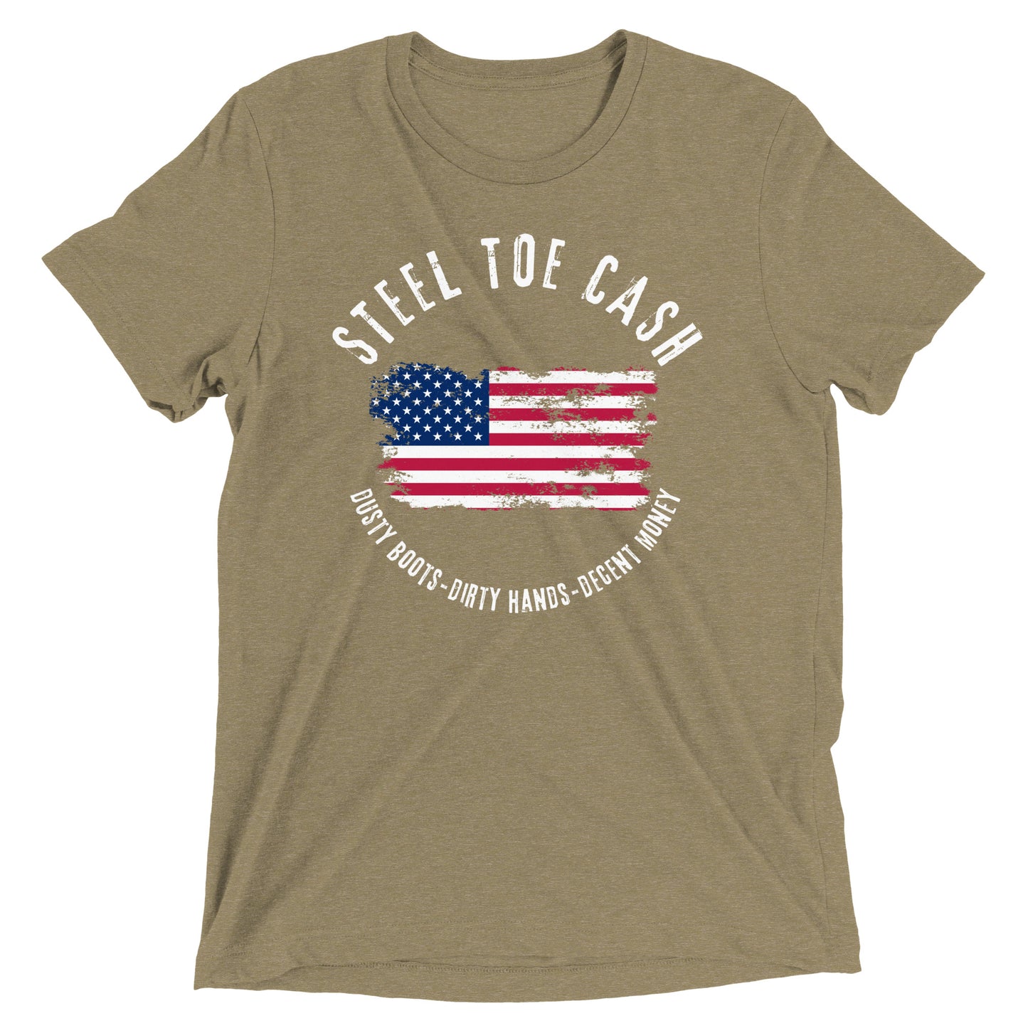 Steel Toe Cash Blue Collar Dollar Workers, USA Flag, Support the Blue Collar Worker, Short sleeve t-shirt