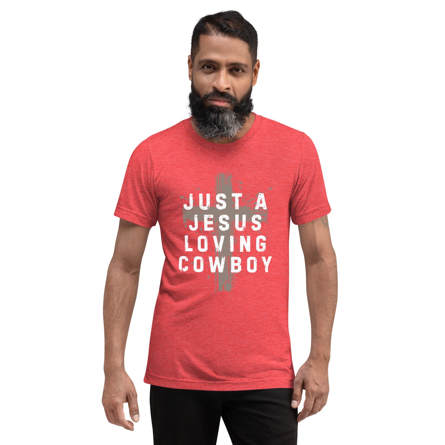 Just a Jesus Loving Cowboy Cross Design, Short sleeve t-shirt