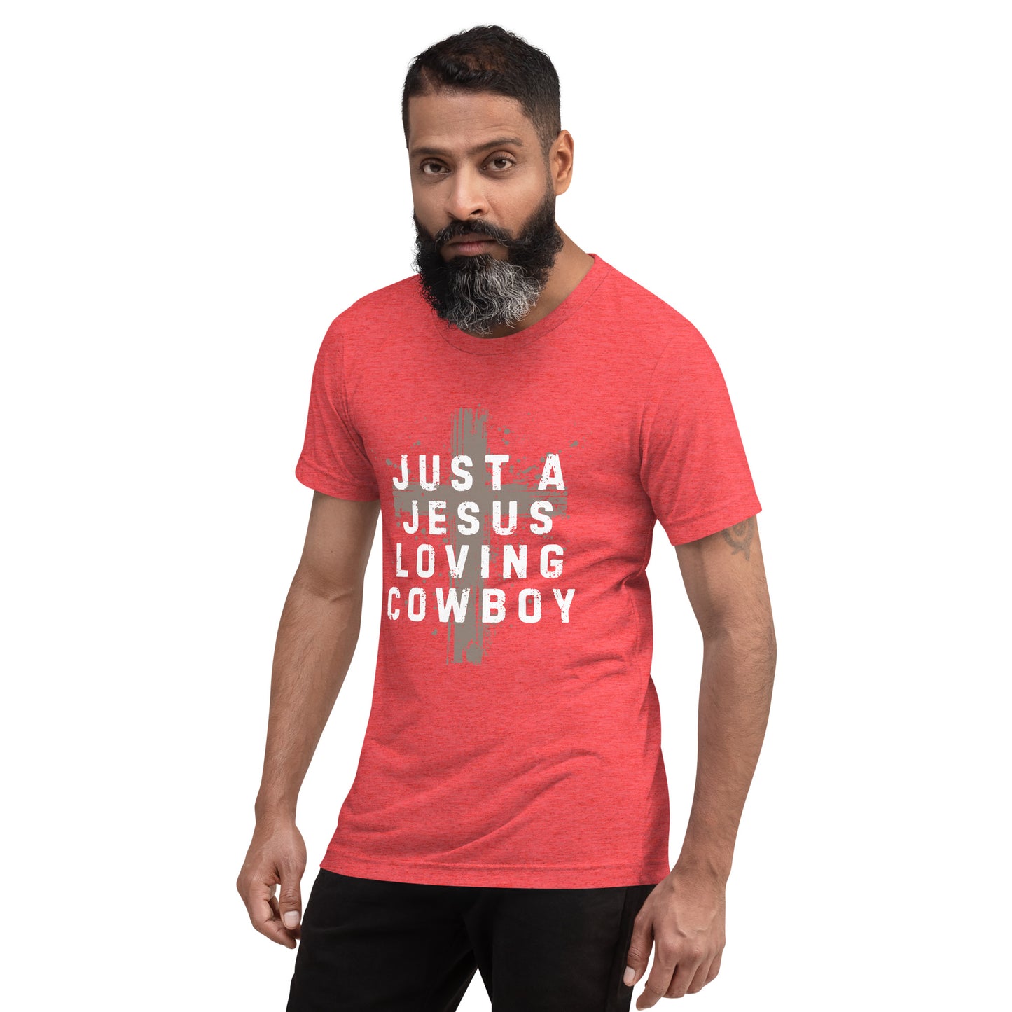 Just a Jesus Loving Cowboy Cross Design, Short sleeve t-shirt