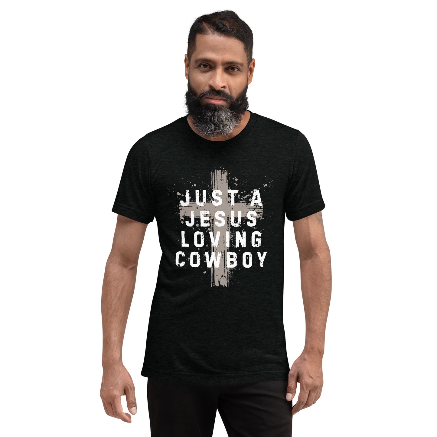 Just a Jesus Loving Cowboy Cross Design, Short sleeve t-shirt