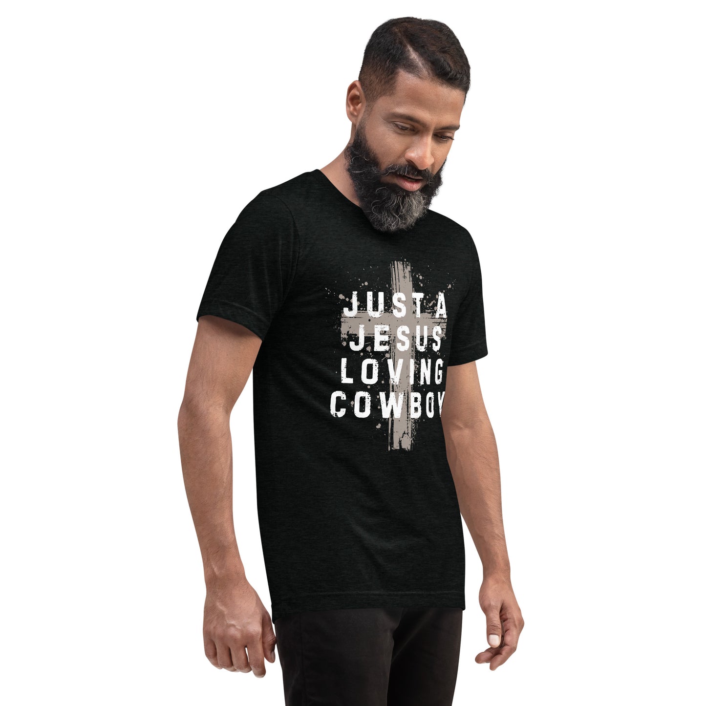 Just a Jesus Loving Cowboy Cross Design, Short sleeve t-shirt